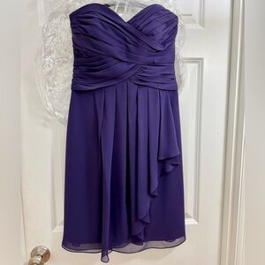 Short Purple Crinkle Chiffon Dress